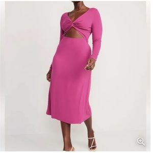 Old Navy Fit & Flare Twist-Front Cutout Midi Dress